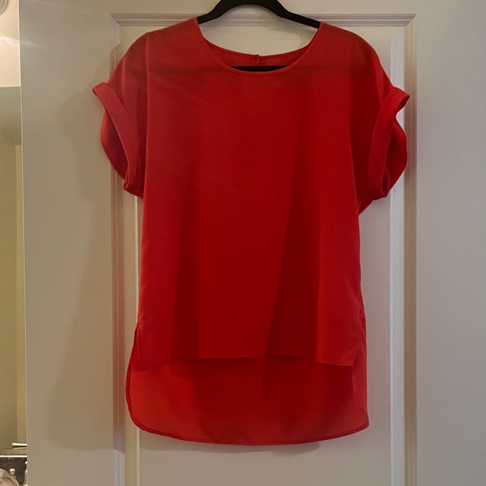 GAP Red Boxy Blouse with Cuffed Sleeves